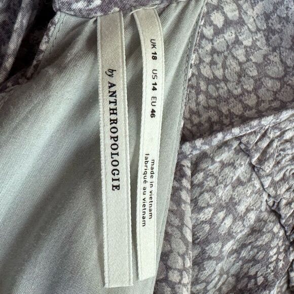 Anthropologie Marfa Grey Snake Print V-neck Belted Faux Wrap Maxi Dress 14 - Picture 5 of 9